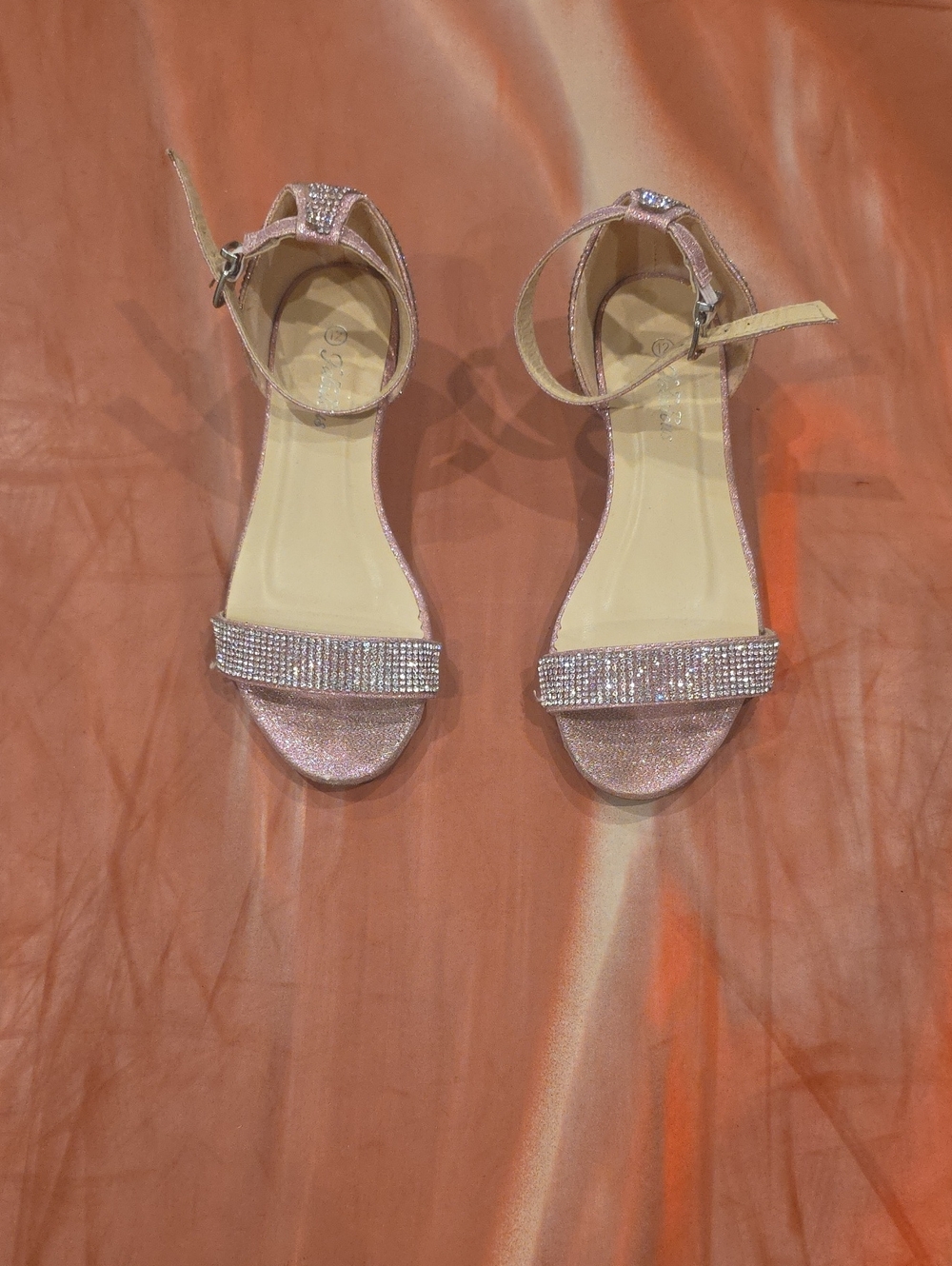Rhinestone Ankle-Strap Sandals - Pink